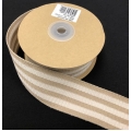 Faux Burlap Ribbon Ivory Stripe 1.5" 10y